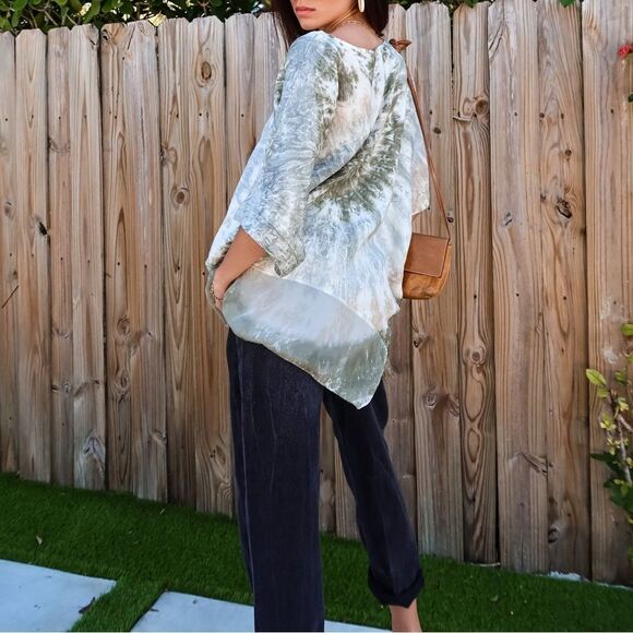 VALENTINA NALDI Tuscany Tie Dye Linen Top S - Picture 5 of 8